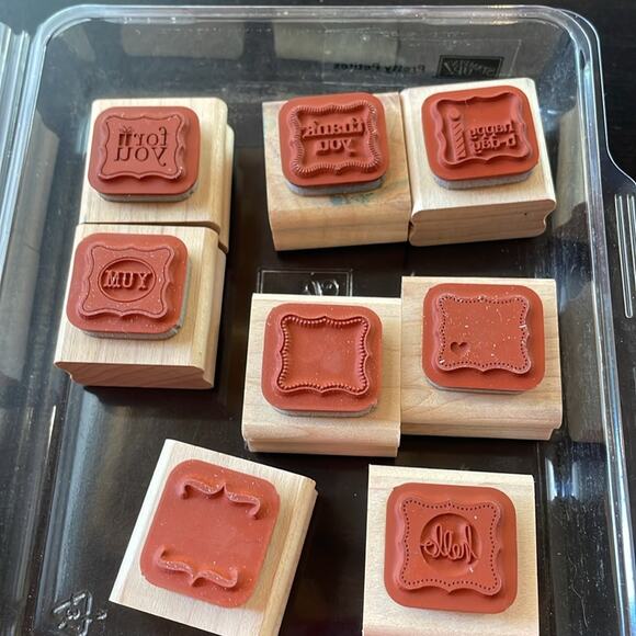 Stampin Up Pretty Petites wooden block Stamp Set with Punch - Picture 3 of 5